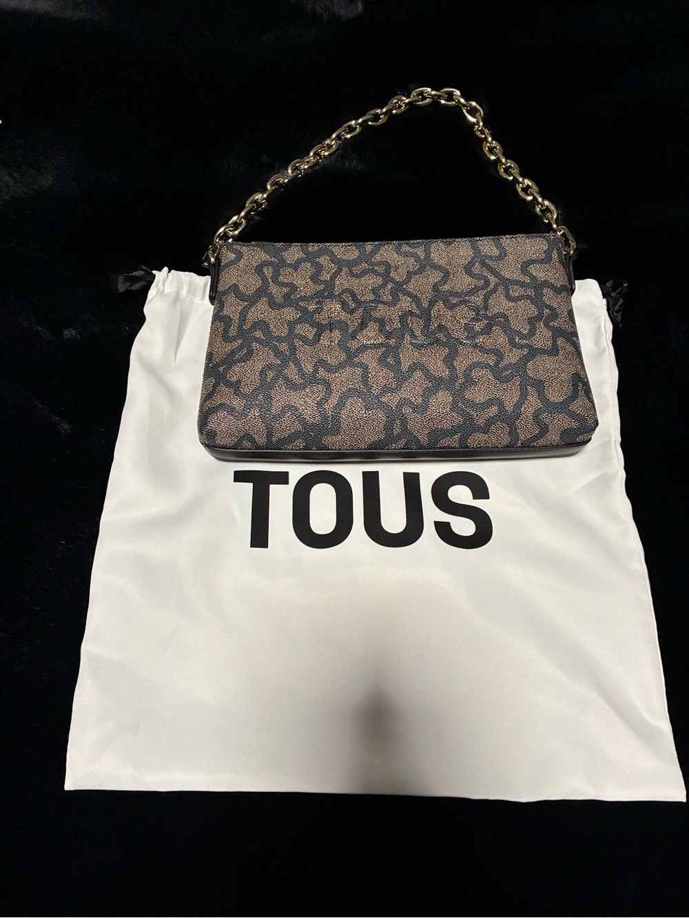 TOUS Beige & Black Chain Crossbody Bag